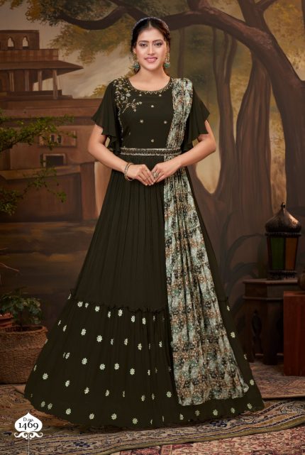 AMAZONAS GREEN DRAPPED GOWN